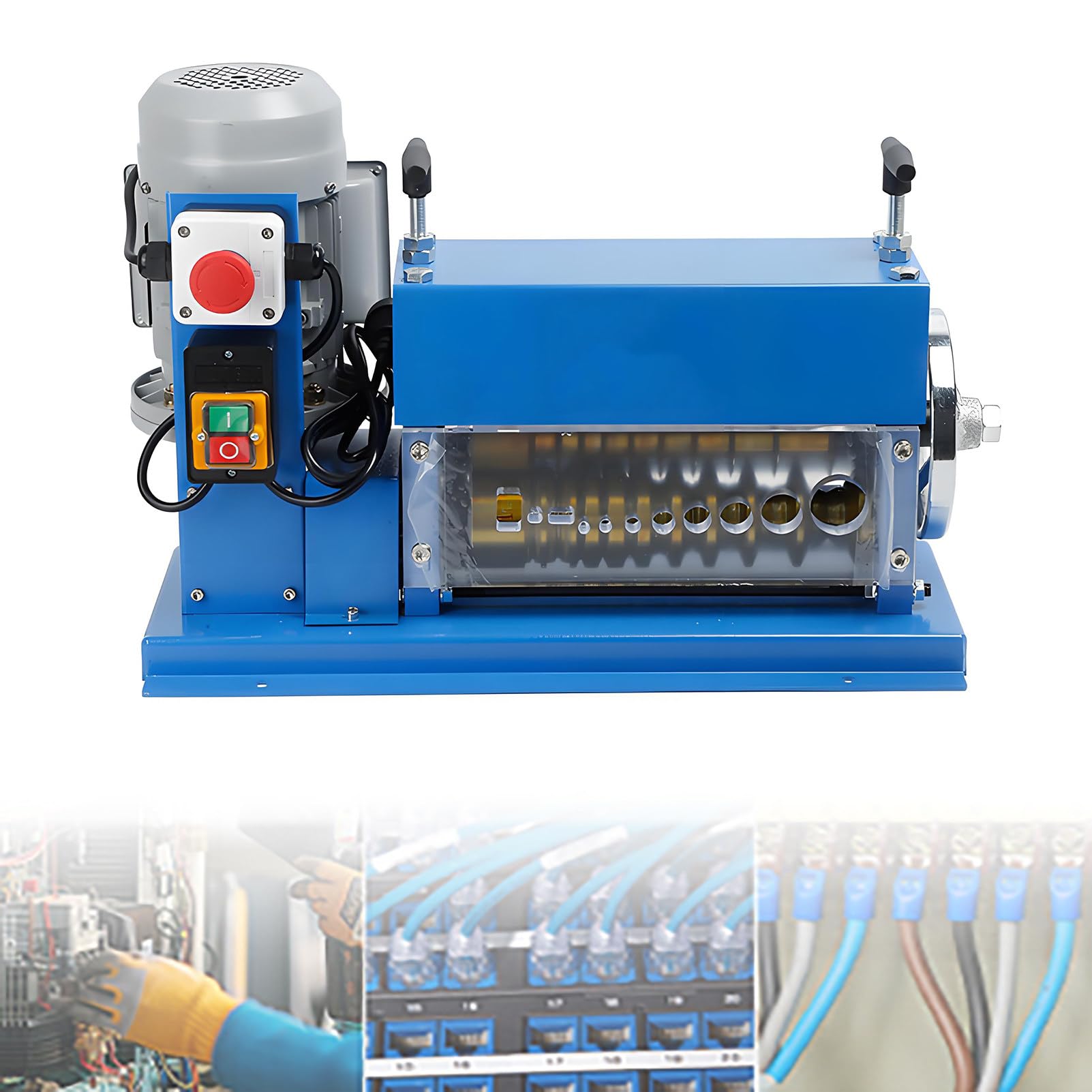 EpyGnom Automatic Wire Stripping Machine with 11 Channels, 370W Power Cable Stripper Machine for 1.5mm to 38mm Copper Wire, Cable Stripper Tool for Home Repair Remodelling Recycling Blue