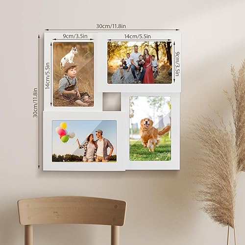 Miniatura 3 de ZCPTZ Marcos de fotos de collage de 4 x 6, juego de 4 marcos de fotos múltiples para decoración de pared o mesa, marcos de fotos familiares,