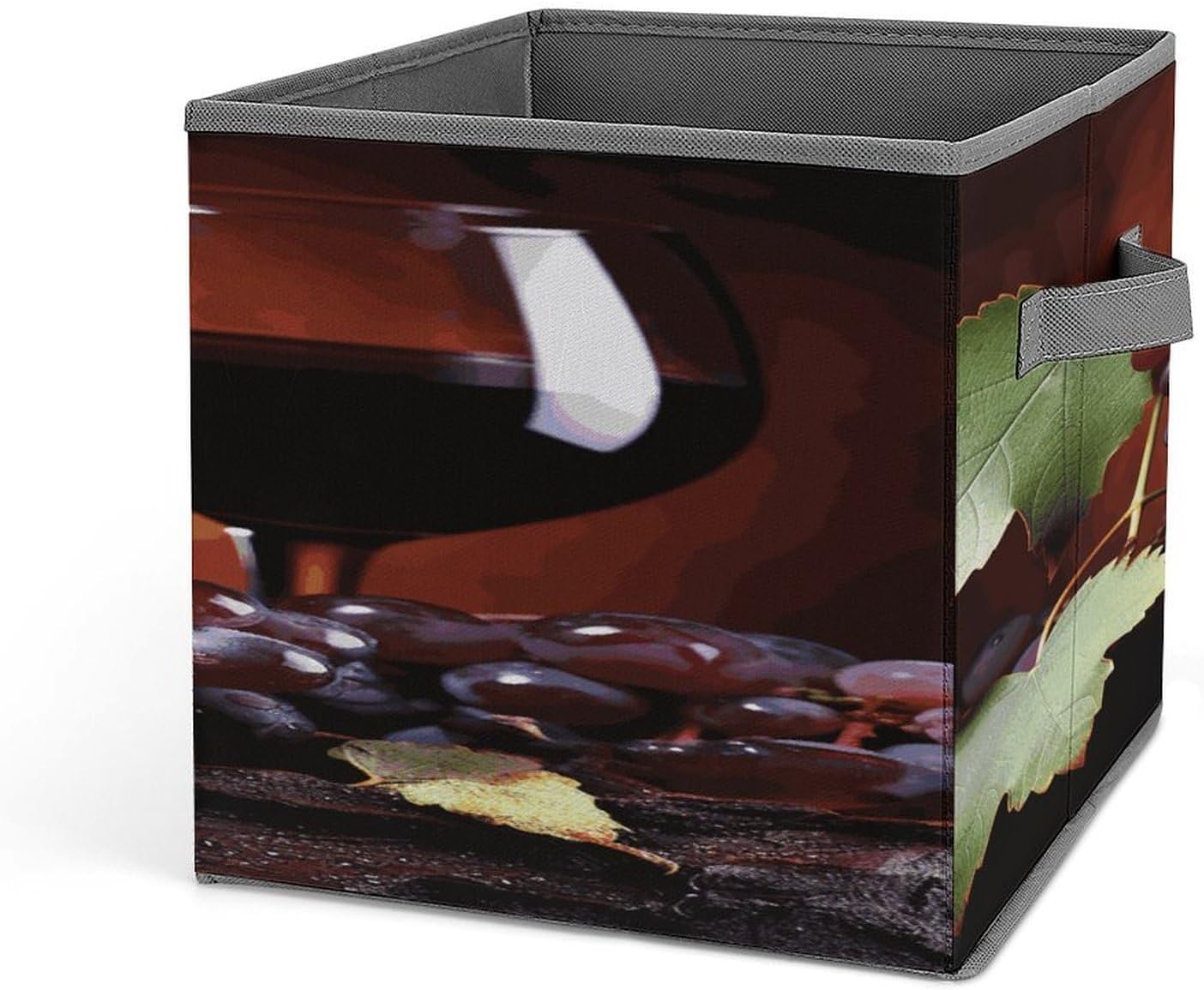 Red Wine Grapes Fabric Bins Storage Basket Square Baskets | Storage Bin with Double Handles,Cube Collapsible Organizers for Organization,Closet,Shelves,Offices