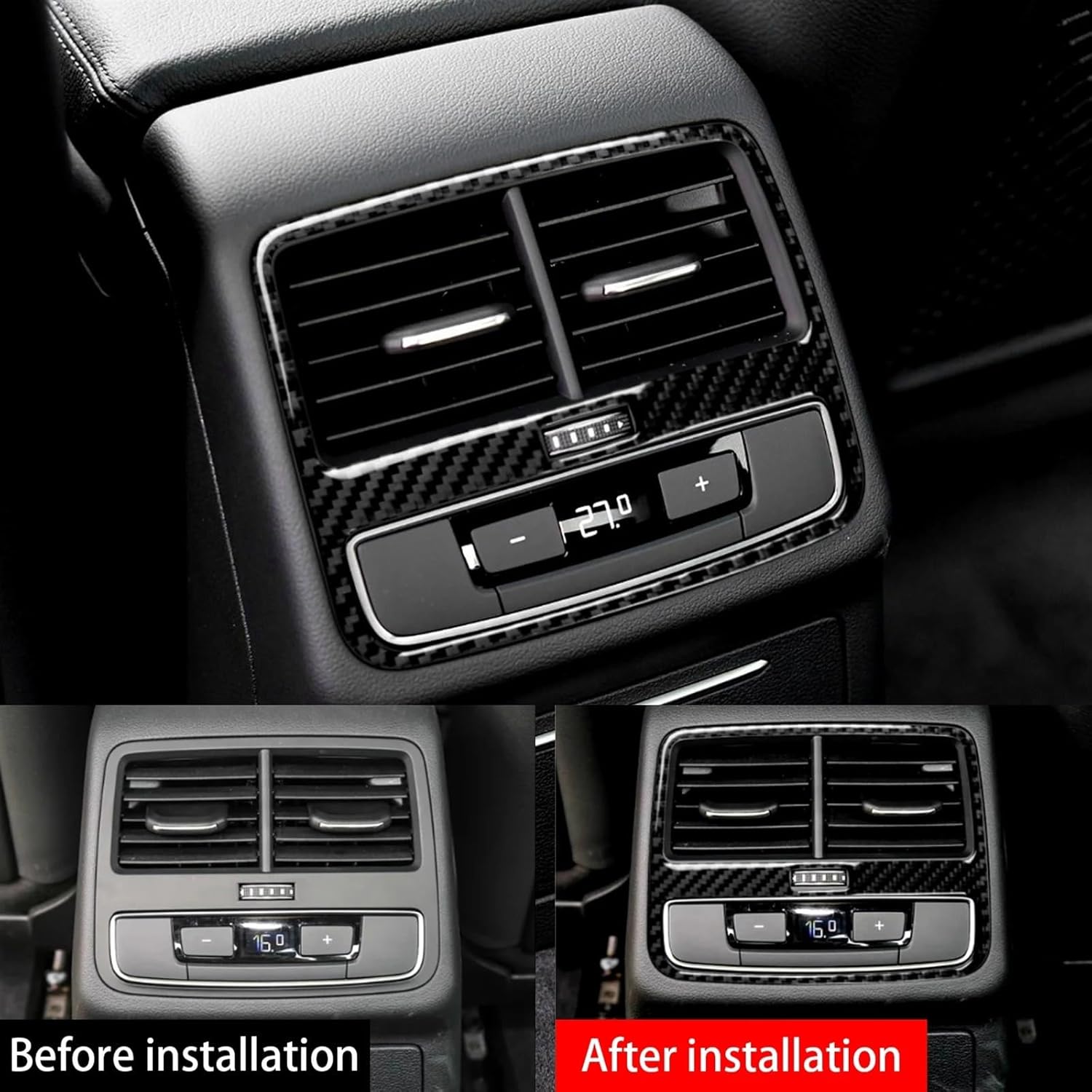 for Audis A4 B9 RS4 S4 2017 2018 2019 Auto Interior Carbon Fiber Car Rear Air Outlet Panel Sticker Cover Decorative Trim Decal