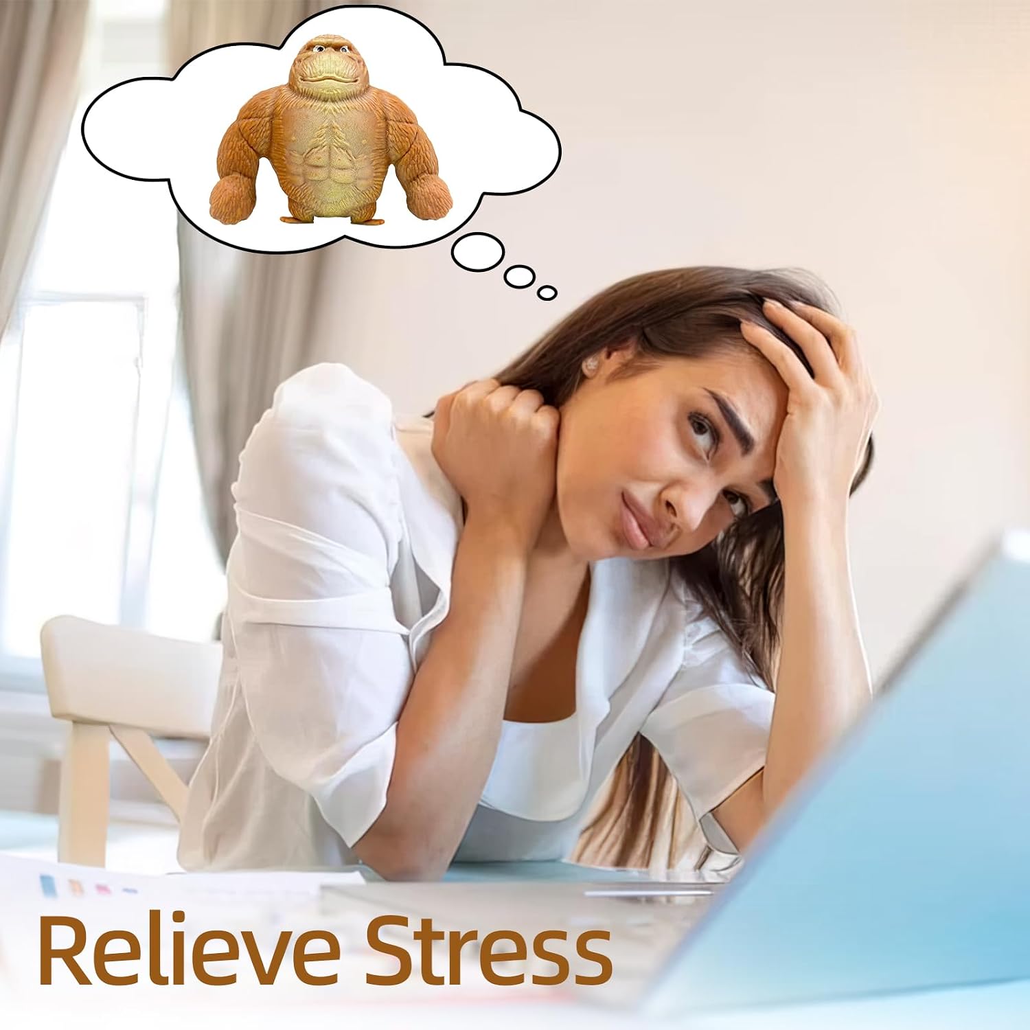 Squishy Monkey Stretchy Gorilla Stress Balls, Animal Figurines Squeeze Ball image 5