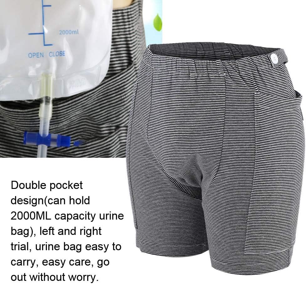 Horoper Urine Bag Pants, Underwear Urine Bag Pants Nephrostomy Bag Holder, Catheter Bags for Men Women Incontinence Care Trousers Underwear Bladder Patient Urine Bag Pant Double Pocket Design (Male-M)
