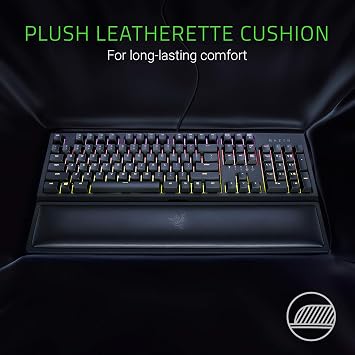 Razer Wrist Rest - Bilek Desteği Ergonomik Suni Deri Klavye Bilek Desteği (Peluş Deri Yastık, Kaymaz Lastik Ayaklar, Tüm Tam Boyutlu Klavyelerle Uyumlu) Siyah