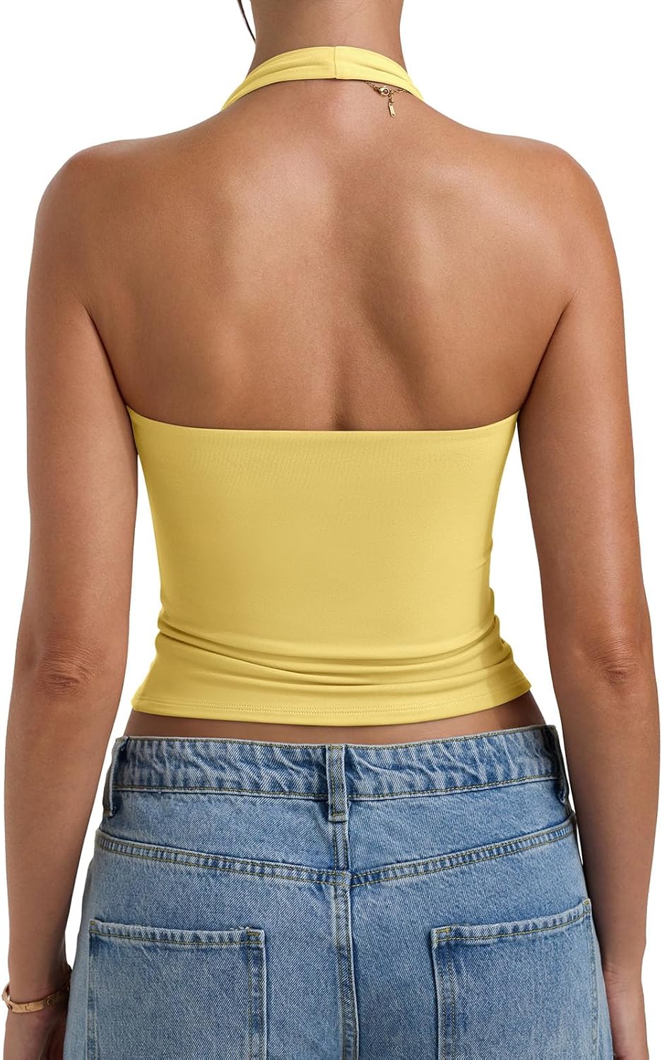 PINKMSTYLE Womens Padded Halter Tops Double Lined Sleeveless Built in Bras Backless Y2K Clothes Going Out Tops - Image 5