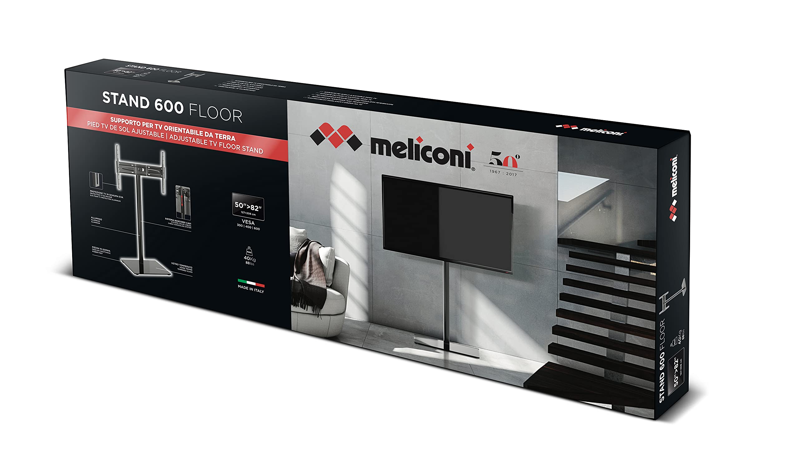 Meliconi STAND 600 FLOOR to nowy stojak telewizyjny naziemny, który pozwala orientować telewizor zarówno poziomo, jak i pionowo, ale bez konieczności wiercenia ściany.