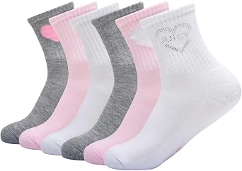 6 Pack Juicy Couture Studded Heart HC Shortie Crew Socks