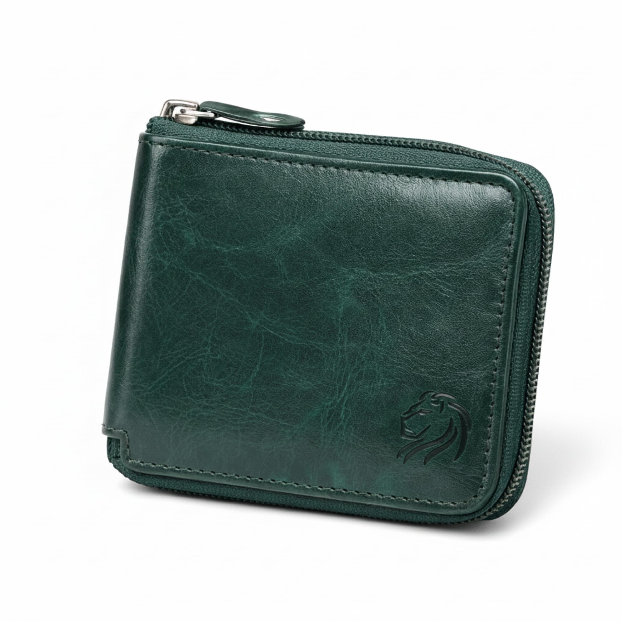VEMILIO Round Zipper Vegan Leather Wallet for Men & Women – Compact Card Holder with Secure Zipper | Minimalist and Stylish Wallet (Green)-image-8