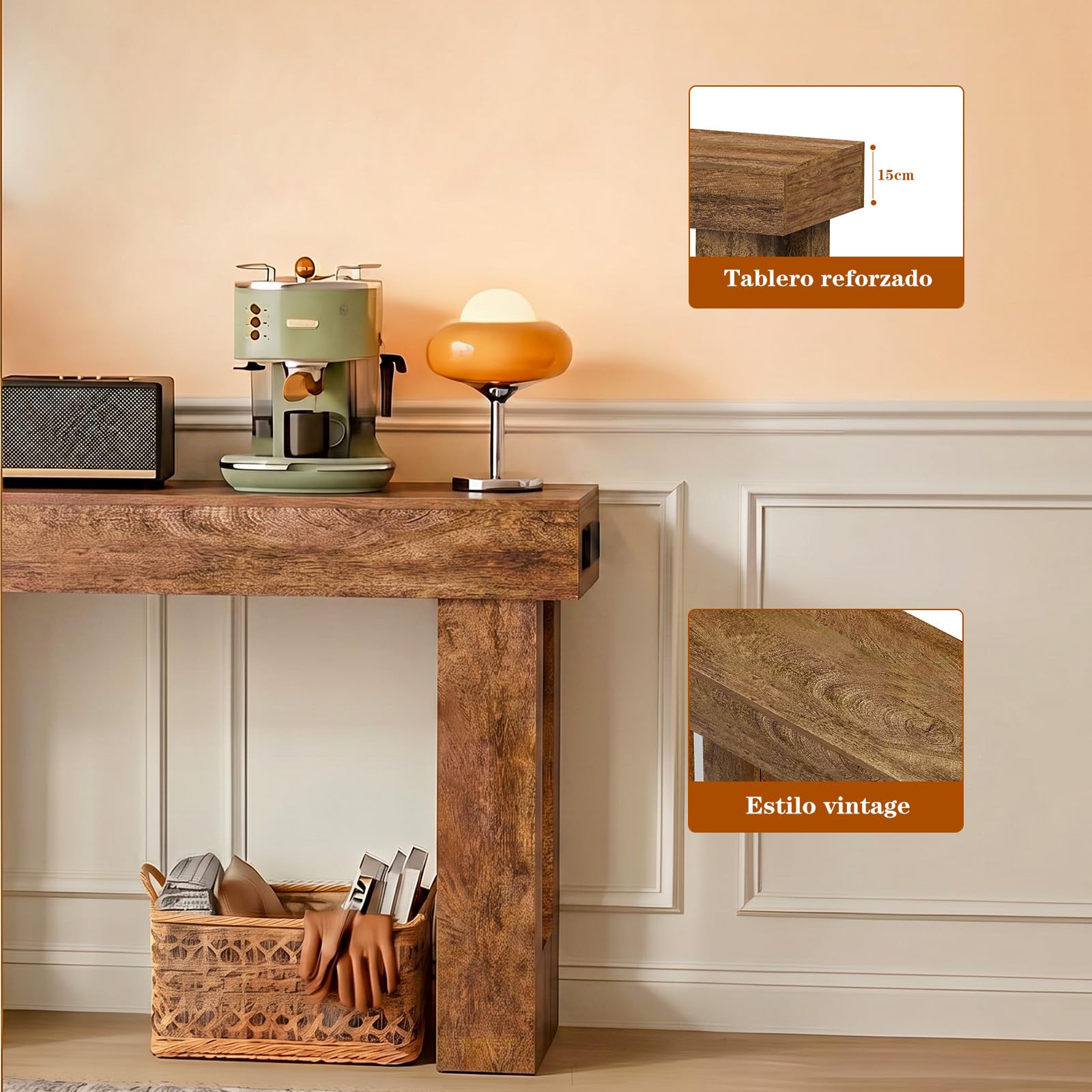 Homieasy Mesa Consola Recibidor con Enchufes USB Y Luz Sensor