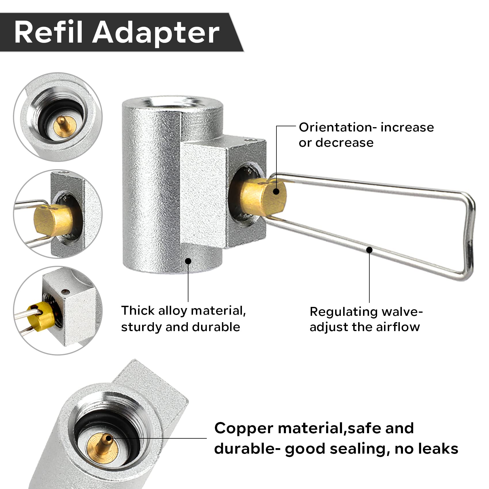 SAN LIKE Lot de 3 adaptateurs de gaz pour réchaud de camping, propane, isobutane, butane, butane, adaptateur de gaz propane vers butane