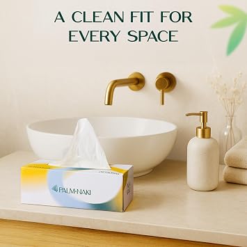 PALM NAKI 100% Bamboo Facial Tissue - 3-Ply Strong - Lint-Free, Fragrance-Free - Gentle for Sensitive Skin - BPA & PFAS-Free, FSC Certified - 18 Boxes (125 Sheets/Box) - PALM NAKI