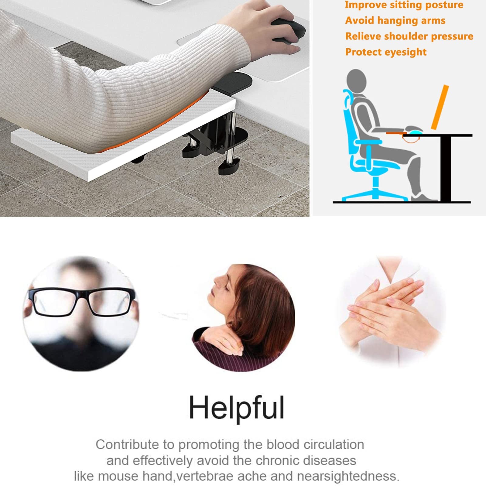 Supporto Per Polso E Braccio Da Scrivania - Regolabile, Girevole, Per Mouse E Tastiera, Allevia Il Dolore - Foto 3