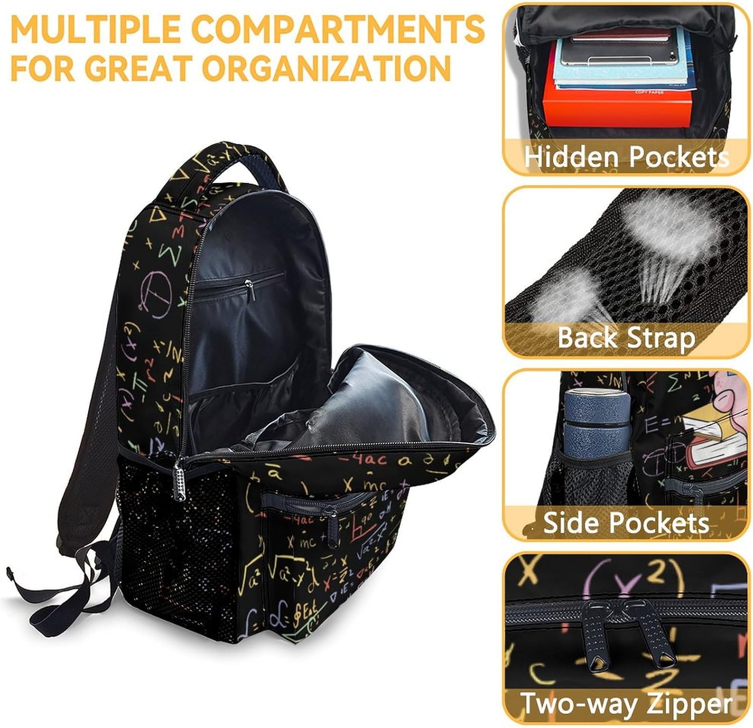 Mercuryelf Axolotl Backpack for Boys Girls, 16 Inch Black Backpacks for School Travel, Cute Lightweight Bookbag for Kids