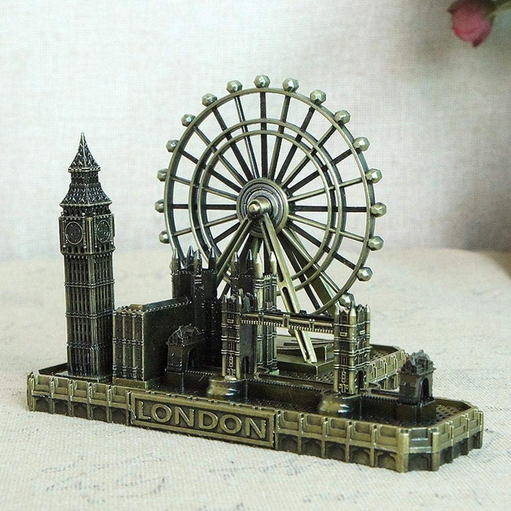 Deerbird® Retro City Bronze London Eye Big Ben Tower Bridge UK Model Decor Metal Statue Figurine Living Room Vintage Home Decor for Gifts Party Desktop Decoration image 2