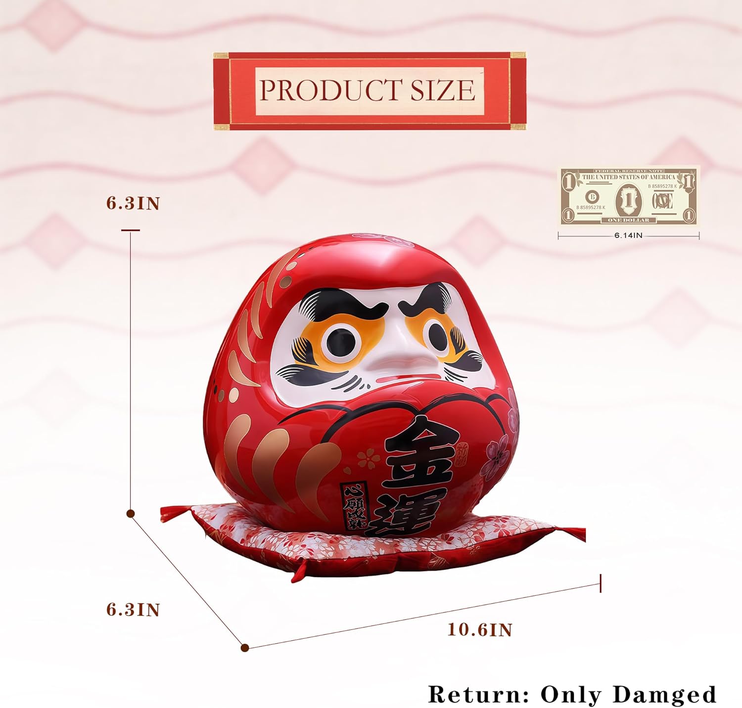 Daruma Doll - Good Luck & Well Wishes, Feng Shui Gifts, Feng Shui Decor, Japanese Dharma Doll, Japan Daruma (Red)