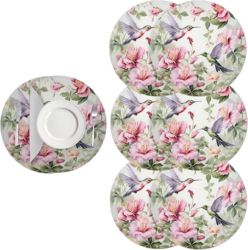 Miniatura 52 de Juego de 6 manteles individuales redondos resistentes al calor de mármol dorado de 15 pulgadas para decoración de mesa de comedor resistente al