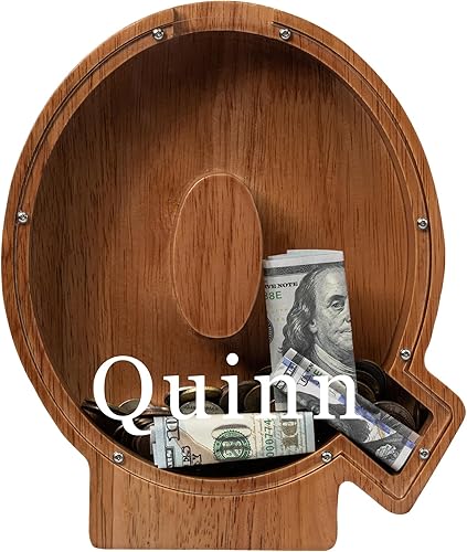 Vista 306 de Alcancía para niños y niñas, alcancía de madera con letra grande del alfabeto con inicial C, banco de monedas, regalos divertidos para cumpleaños