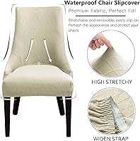 Vista 7 de KELUINA - Fundas elásticas para silla con respaldo de alas geométricas rómbicas – Funda protectora reutilizable para silla de brazos, fundas