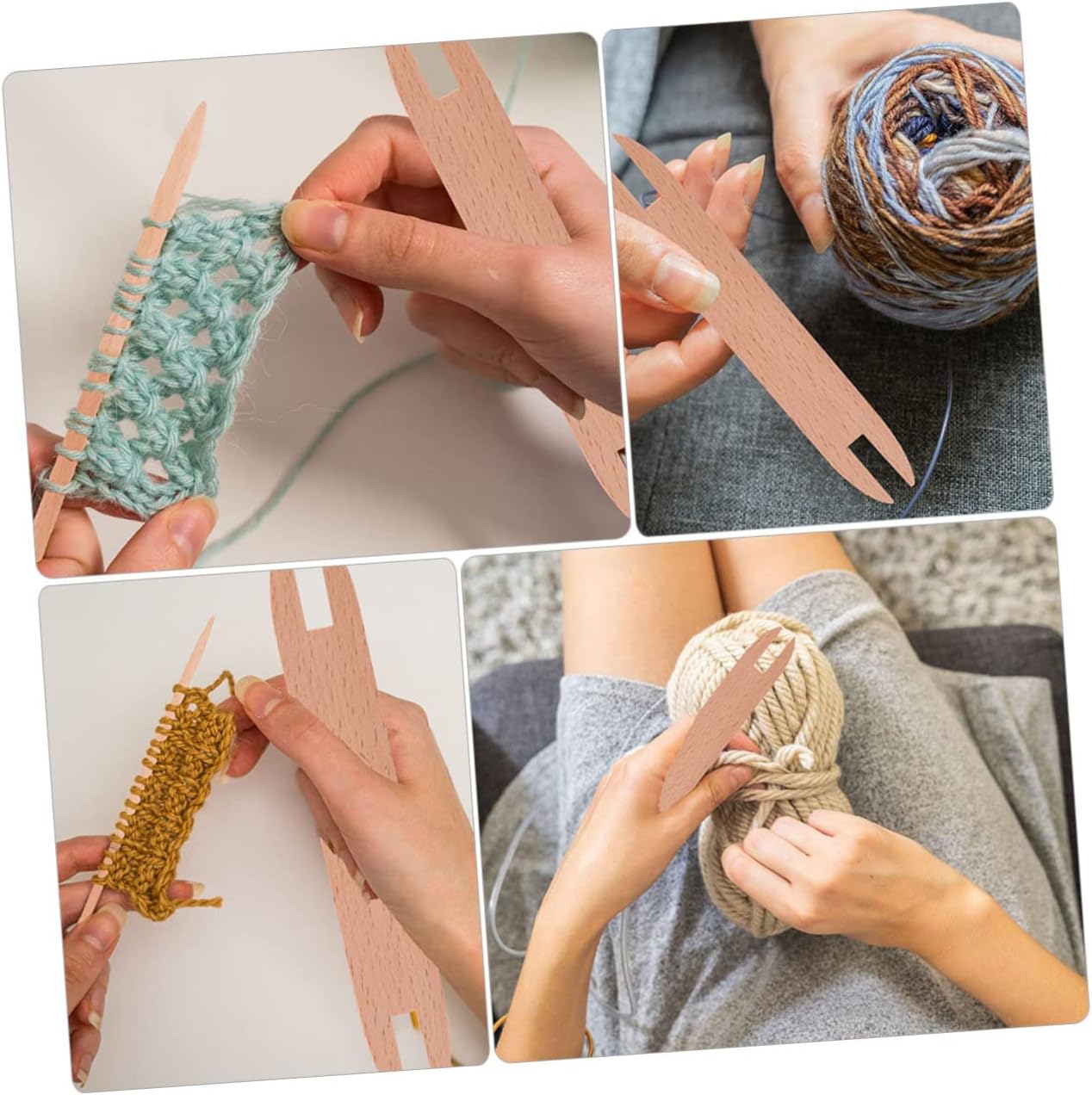 STOBOK 10pcs Wooden Weaving Tools Knitting Needles Shuttles for DIY Scarves Sweaters and Blankets Durable and Easy to Use Crafting Accessories