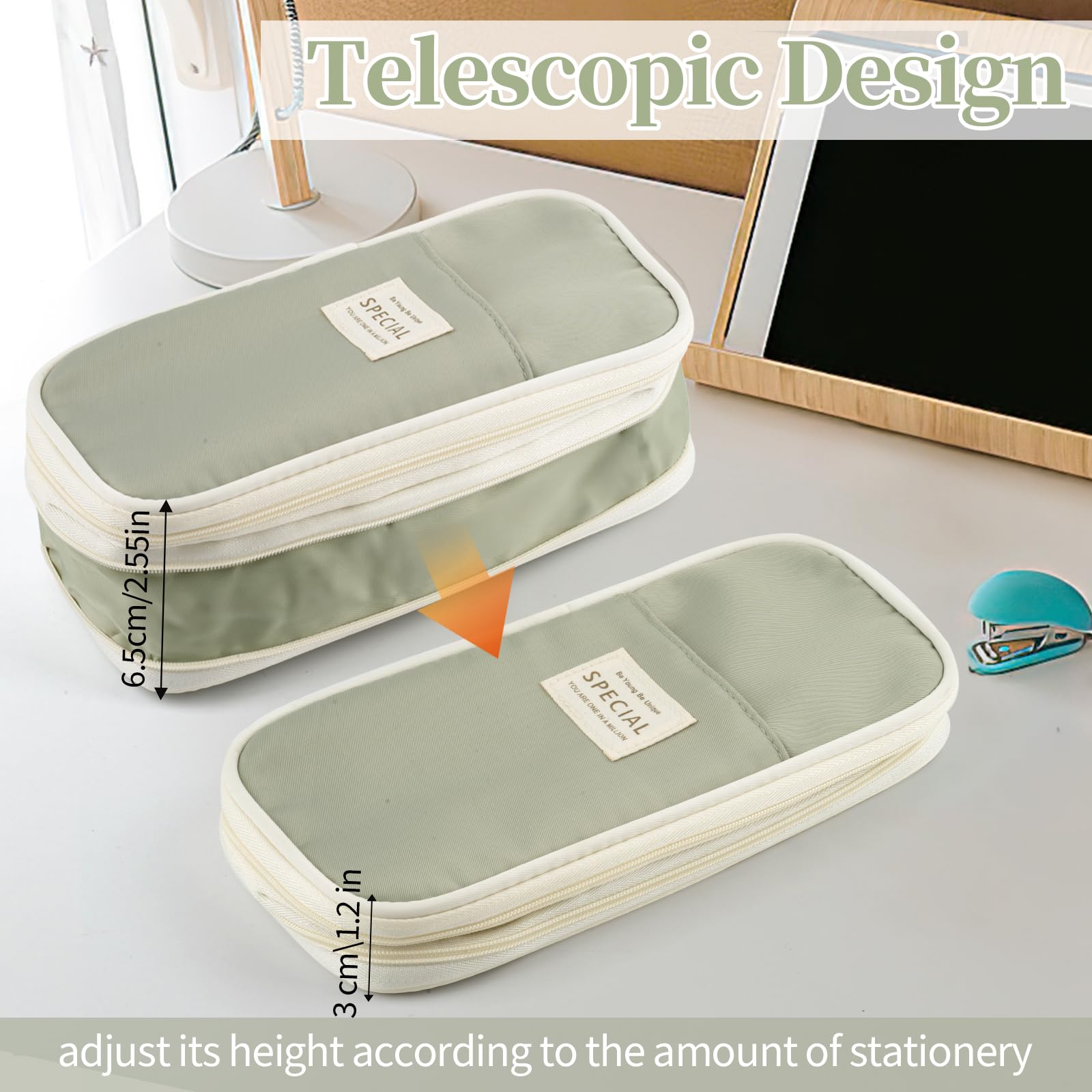 Expandable Pencil Case, Large Pencil Cases Big Capacity with Compartments - Image 3