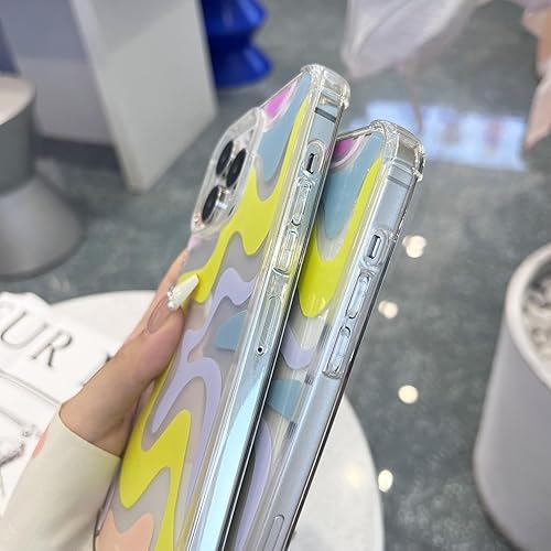 Miniatura 7 de Compatible con Funda para iPhone 14 Pro Max, Arte Lindo con Pintura Ondulada para Mujeres y Niñas, Funda Protectora de TPU Suave y PC con Bordes de