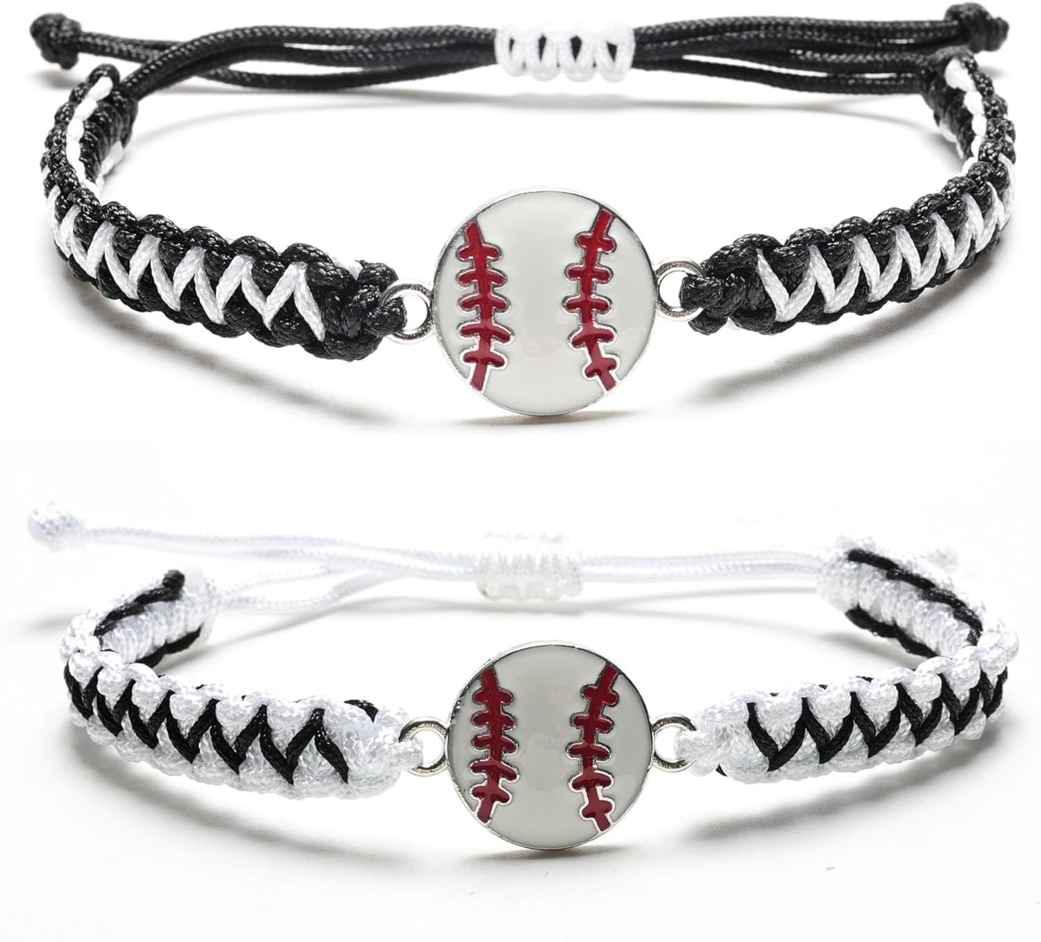 Baseball Bracelets Baseball Jewelry Adjustable Unisex Braided Baseball Bracelet Baseball Gift for Men Women Players Fans Coaches Game Day Accessories
