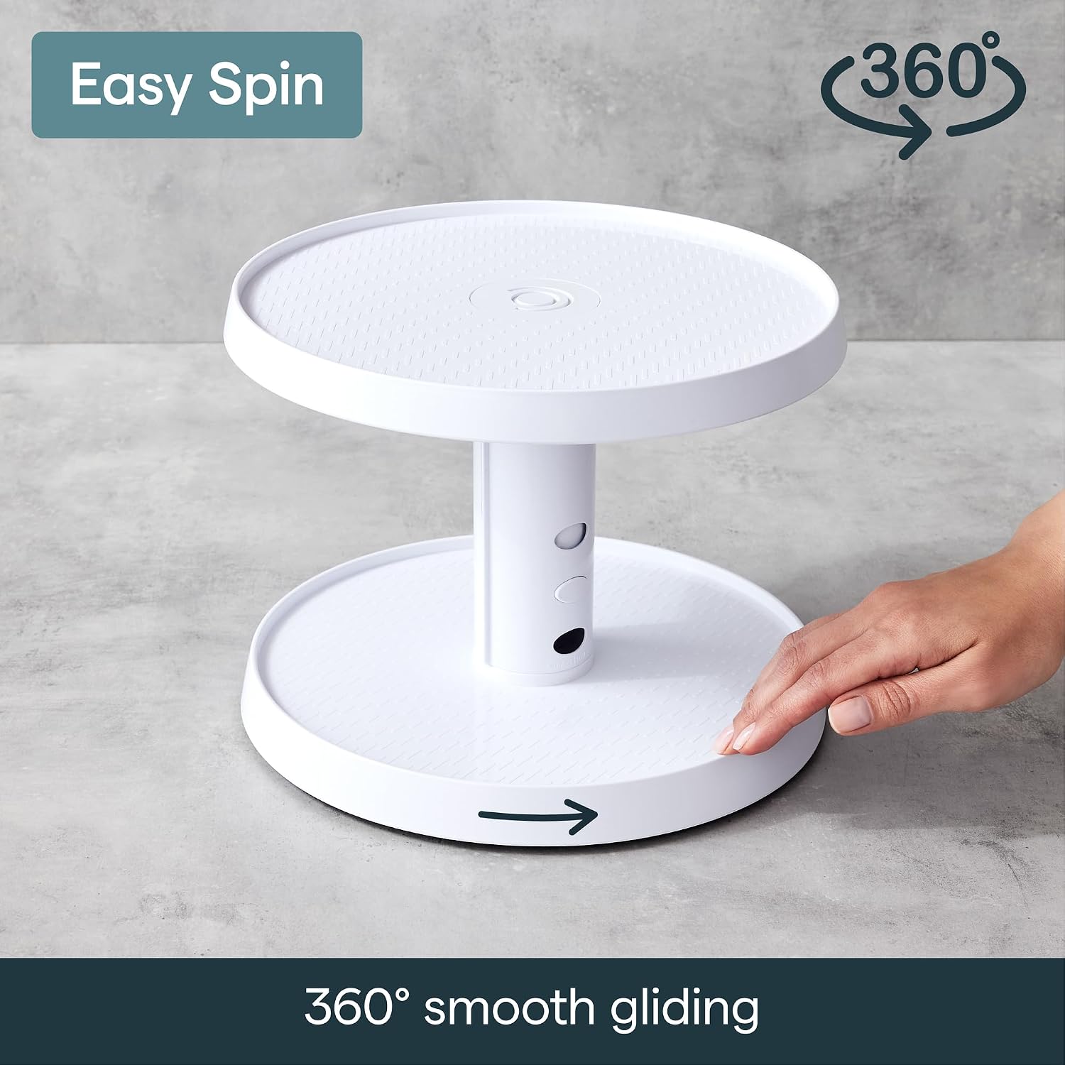 YouCopia SmoothSpin Two-Tier Turntable, Rotating Lazy Susan Organizer