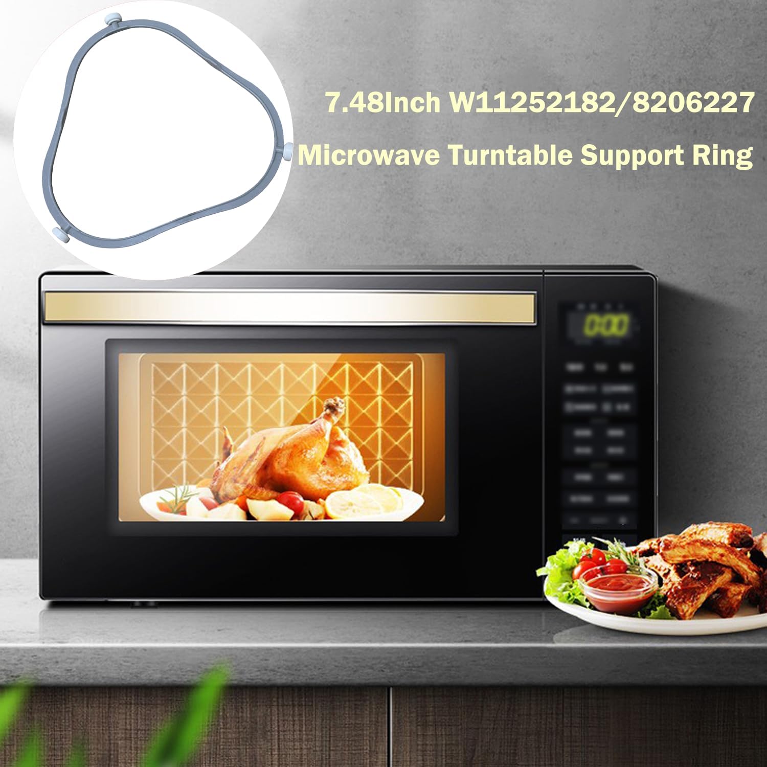 7.48 Inch W11252182/8206227 Microwave Turntable Support Ring Triangle, Glass Tray Support Replacement Part, Replacement Inner Ring Compatible for Whirlpool Microwave Parts