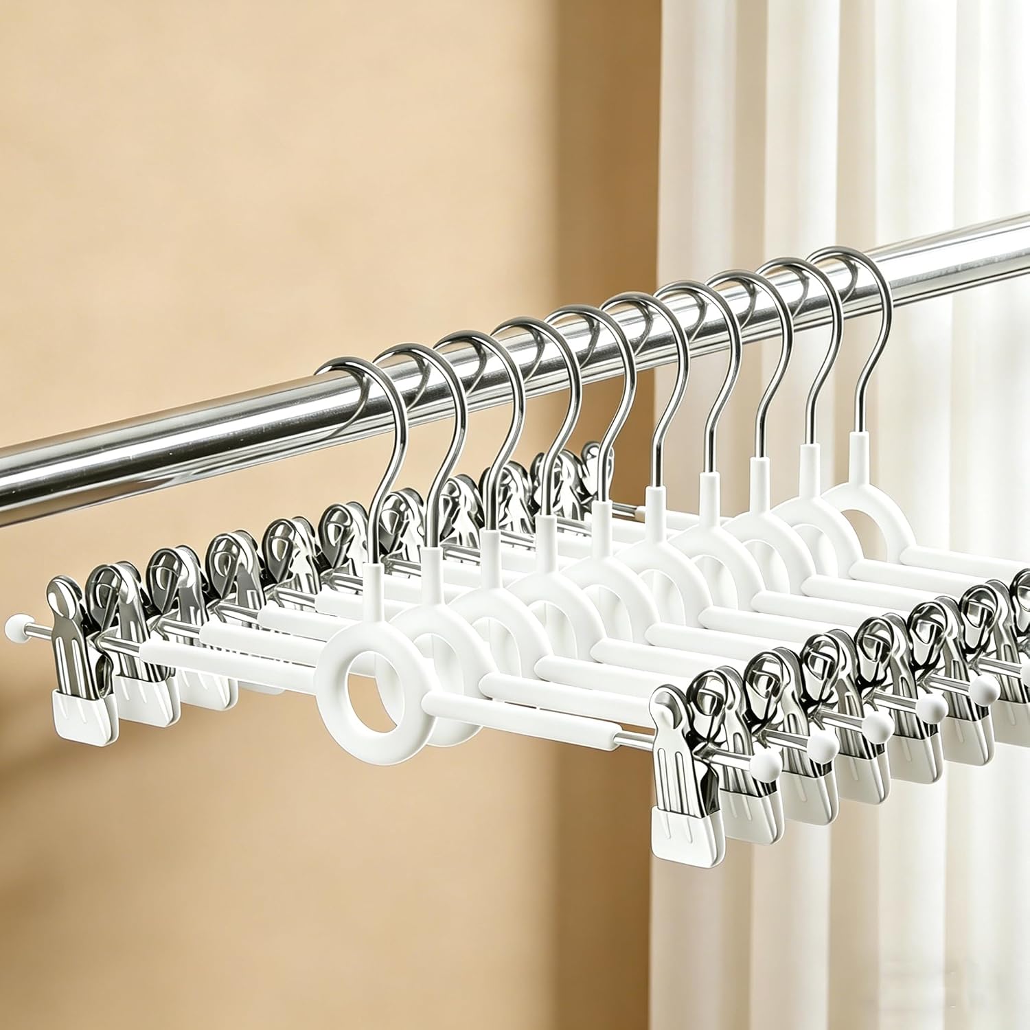 Pants Hangers with Clips,20 Pack 12Inch Adjustable Heavy Duty Metal Hangers,Space Saving Skirt Hangers for Women,Non-Slip Shorts Jeans Trousers Clothes Hangers