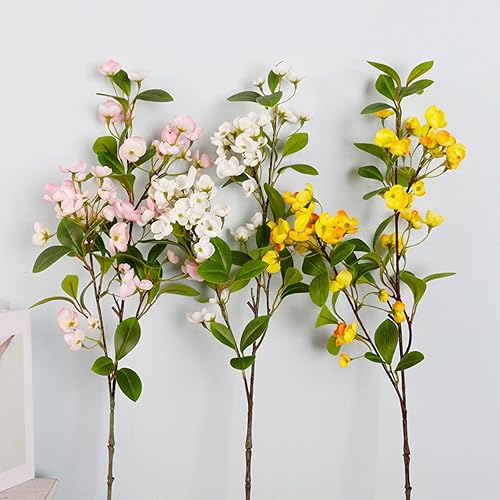Miniatura 3 de 4 ramas artificiales de flor de cerezo de 31.5 pulgadas, ramos de flores de durazno de primavera, arreglo de tallos de flores falsas altos para