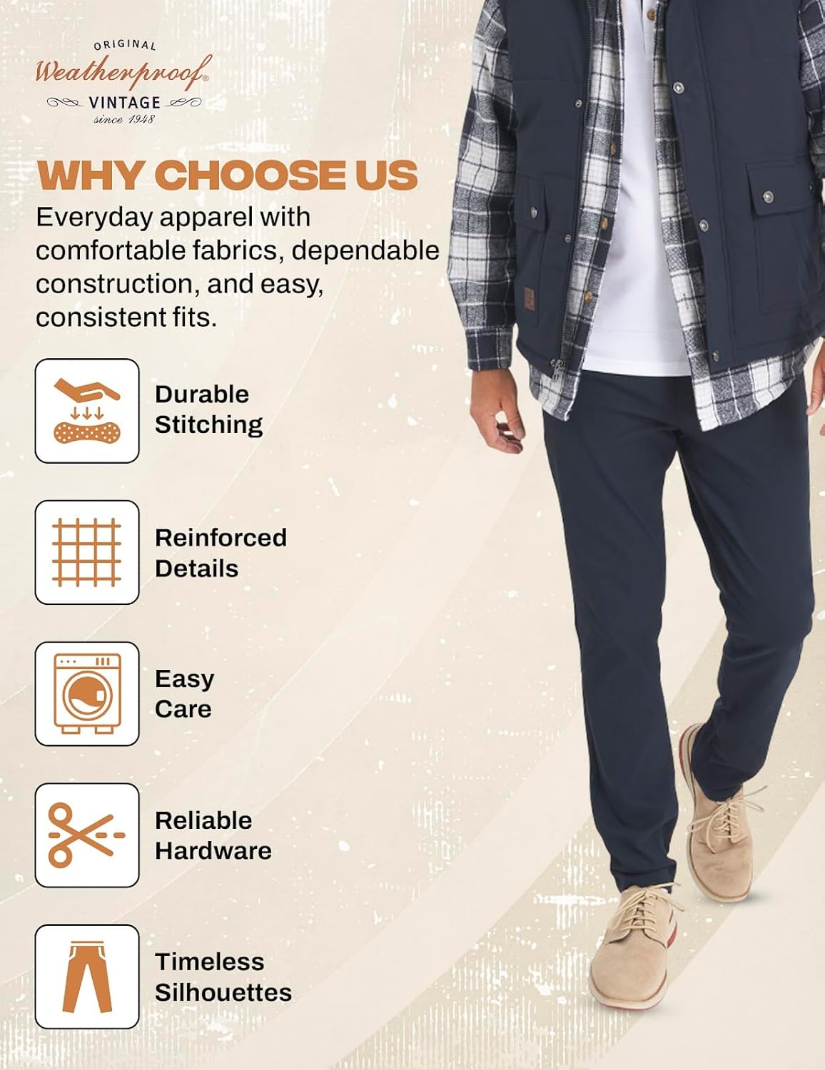 Weatherproof Vintage Men's Hiking Pants - Casual Chino | Straight Slim Fit, Quick Dry, Stretch Travel Pants for Men - Image 8