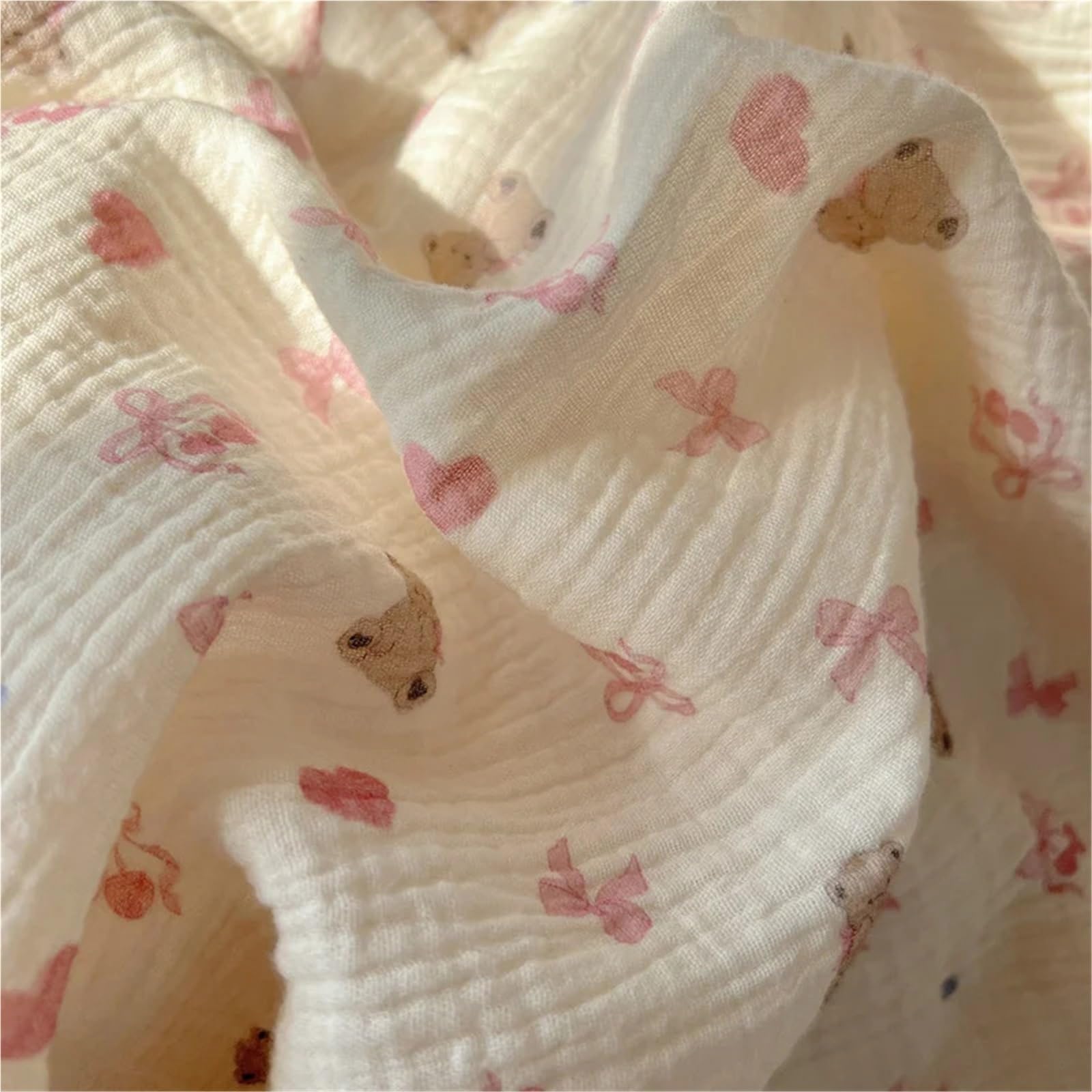 Coperta in mussola di cotone Coperta in cotone estiva in filato crespo di puro Trapunta morbida for cartoni animati singola/Queen/King(Color1,105x130cm 1pc)