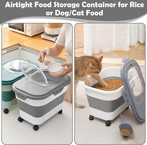 Miniatura 8 de SSAWcasa Recipiente de almacenamiento de arroz, 20 a 30 libras, hermético, recipientes grandes de almacenamiento de alimentos con ruedas, cuchara y