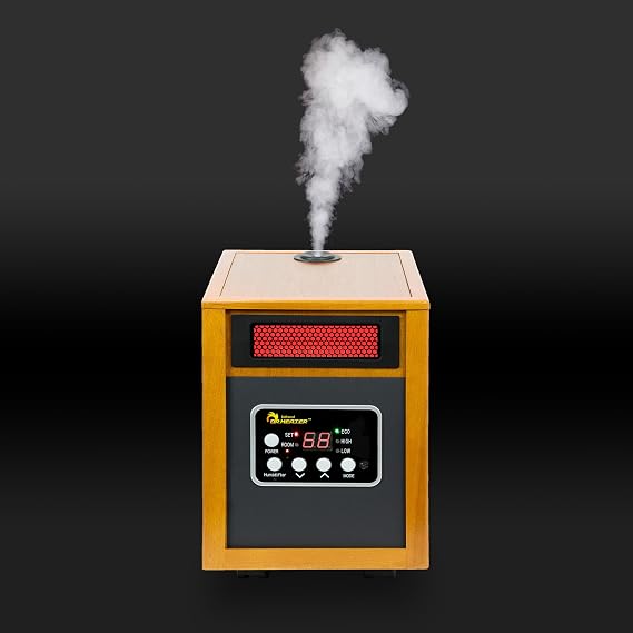 Dr. Infrared Heater DR-968H Indoor Portable Space Heater with Humidifier, 1500-Watt, Cherry