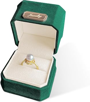 Single Ring Box for Proposal,Engagement Ring Box,Wedding Day,Dark Green Octagonal Elegant Jewelry Ring Gift Box&Wedding Ring Storage Case