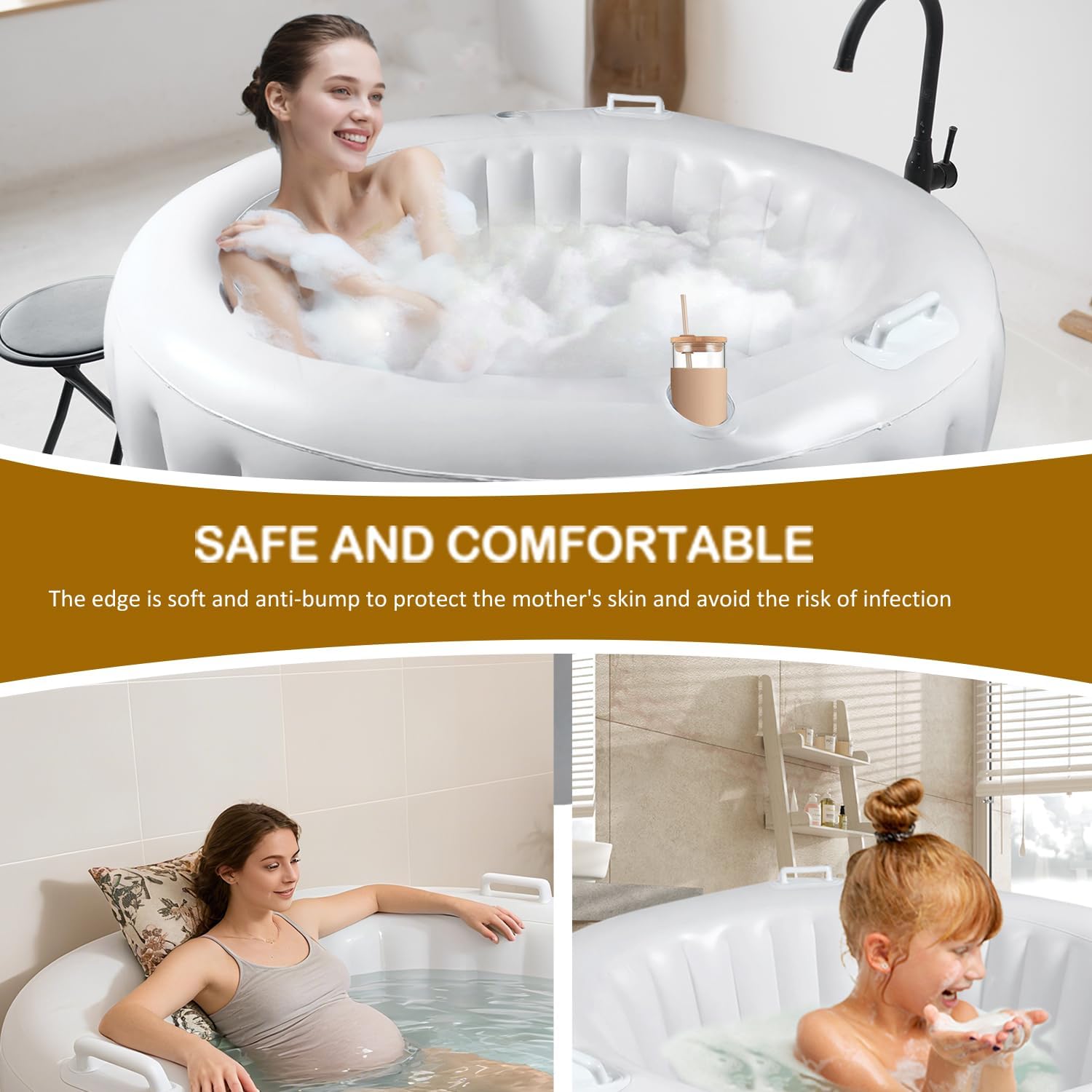 Birthing Pool for Home Births，Premium Birth Tub，The Birthing Tub can Drain Quickly，Nflatable Birthing Pool Suitable for Expectant Mothers and Children to Swim Leisurely