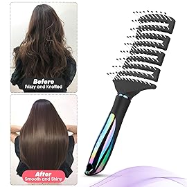 Hair Brush, Curved Vented Detangling Hair Brushes for Women Men Wet or Dry Hair,Faster Blow Drying Styling Professional Vent detangler brush for Curly Thick Wavy Thin Fine Long Short Hair(Black)
