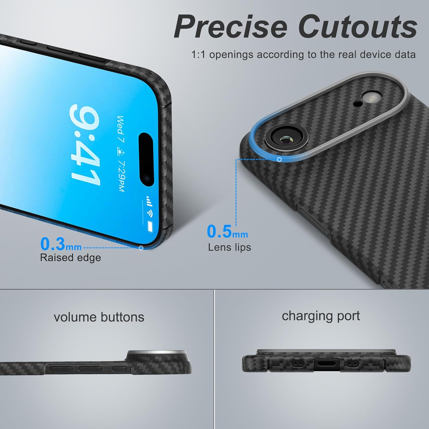 memumi Real Aramid Fiber for iPhone Air 2025 Case, [NO-case Feeling] Durable Sturdy Aramid Fiber with 0.5mm Slim Case for iPhone 17 Air Thin and Minimalist in Carbon Fiber Design, Grey Black - Image 4