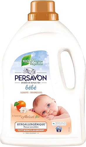 Persavon - Lessive Bébé, à l'Extrait d'Abricot BIO, Hypoallergénique, Peaux Sens