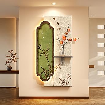 Modern Luxury Decorative, 3d Wall Decor Art Painting, with Led Light Entrance Murals, for Entryway, Living Room