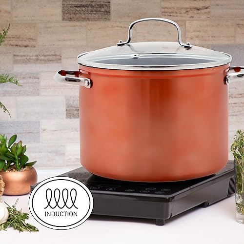 Miniatura 5 de Nuwave Juego de 12 ollas y sartenes saludables antiadherentes, juego de utensilios de cocina ligeros forjados, revestimiento de cerámica Duralon