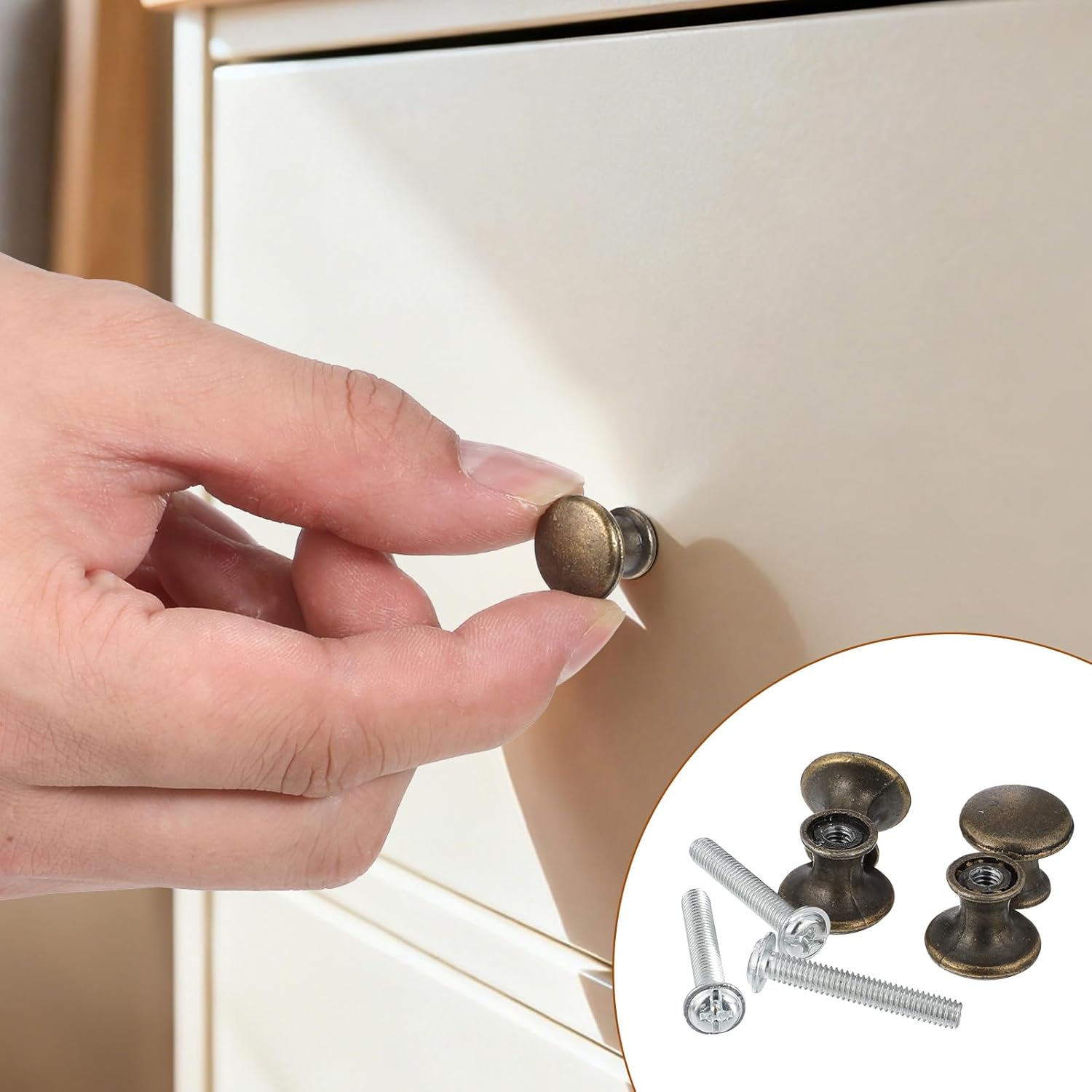 10 Pcs Mini Drawer Knobs Screws Pulls Handles for Jewelry Box Antique Self Tapping Cabinet Knobs Self-Tapping Screws Pulls Handles for Cupboard Wardrobe Dresser Furniture Antique Bronze