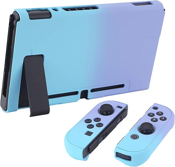 eXtremeRate PlayVital Coque pour Switch Coque Protection pour Nintendo Switch Accessoires Housse Étui,Absorption Chocs & Antirayures-Bleu Violet Dégradé - 5