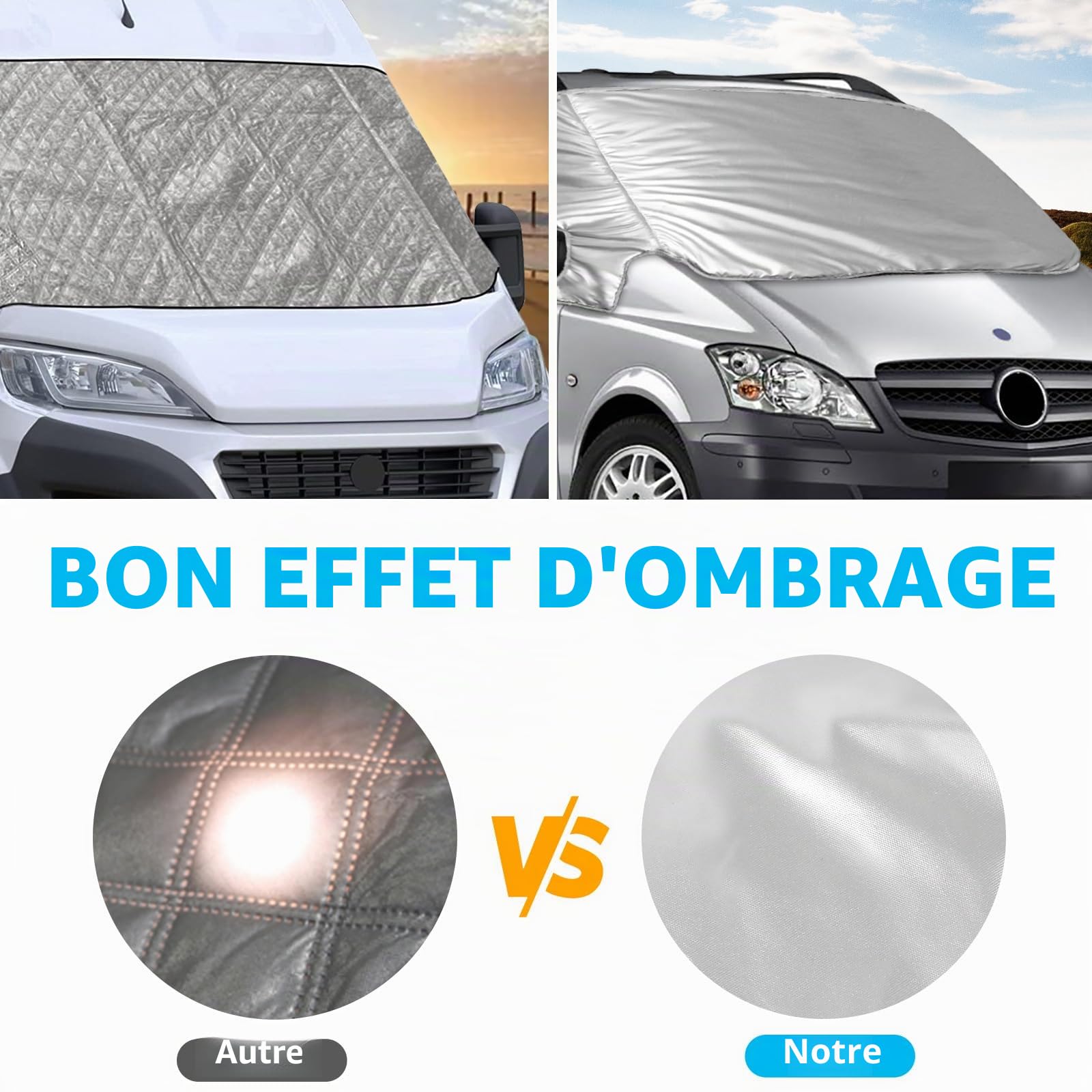 Housse de Protection de Pare-Brise Remplacement pour Mercedes-Benz Viano/Vito W639 2003-2014, Couverture Enveloppe de Pare-Brise Avant, Protection Solaire Contre la Neige Givre Poussière Soleil