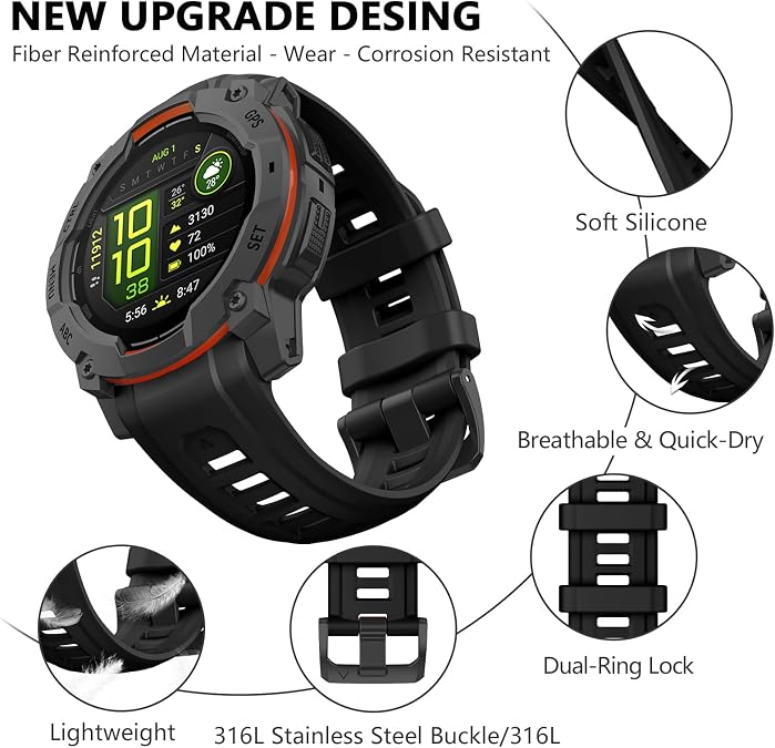 OVERSTEP 22mm Watch Band for Garmin Instinct 3 Solar/Amoled 45mm