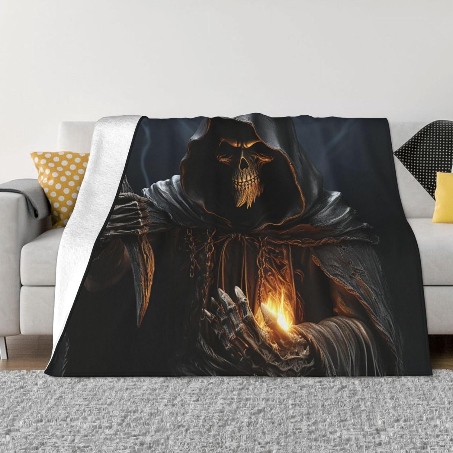 Grim-Reaper Blanket 60"x50" Super Soft Cozy Fleece Throw Blankets for Couch Bed Travel, Lightweight Air Conditioning Blanket All Seasons Warm Flannel Blankets for Women Men