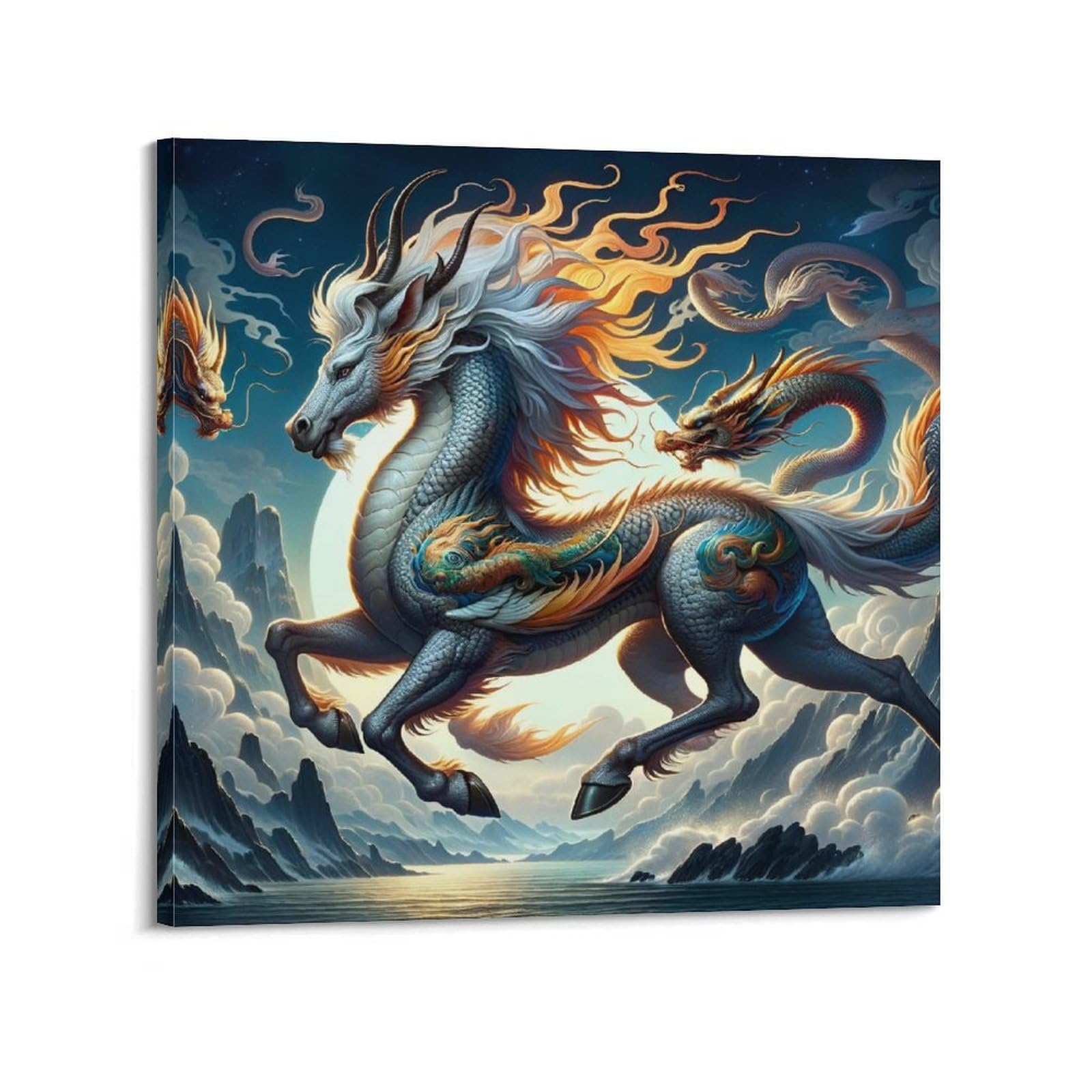 NIZIEE Animal Art Poster Longma Horse Decorative Painting Canvas Poster 16x16inch(40x40cm)