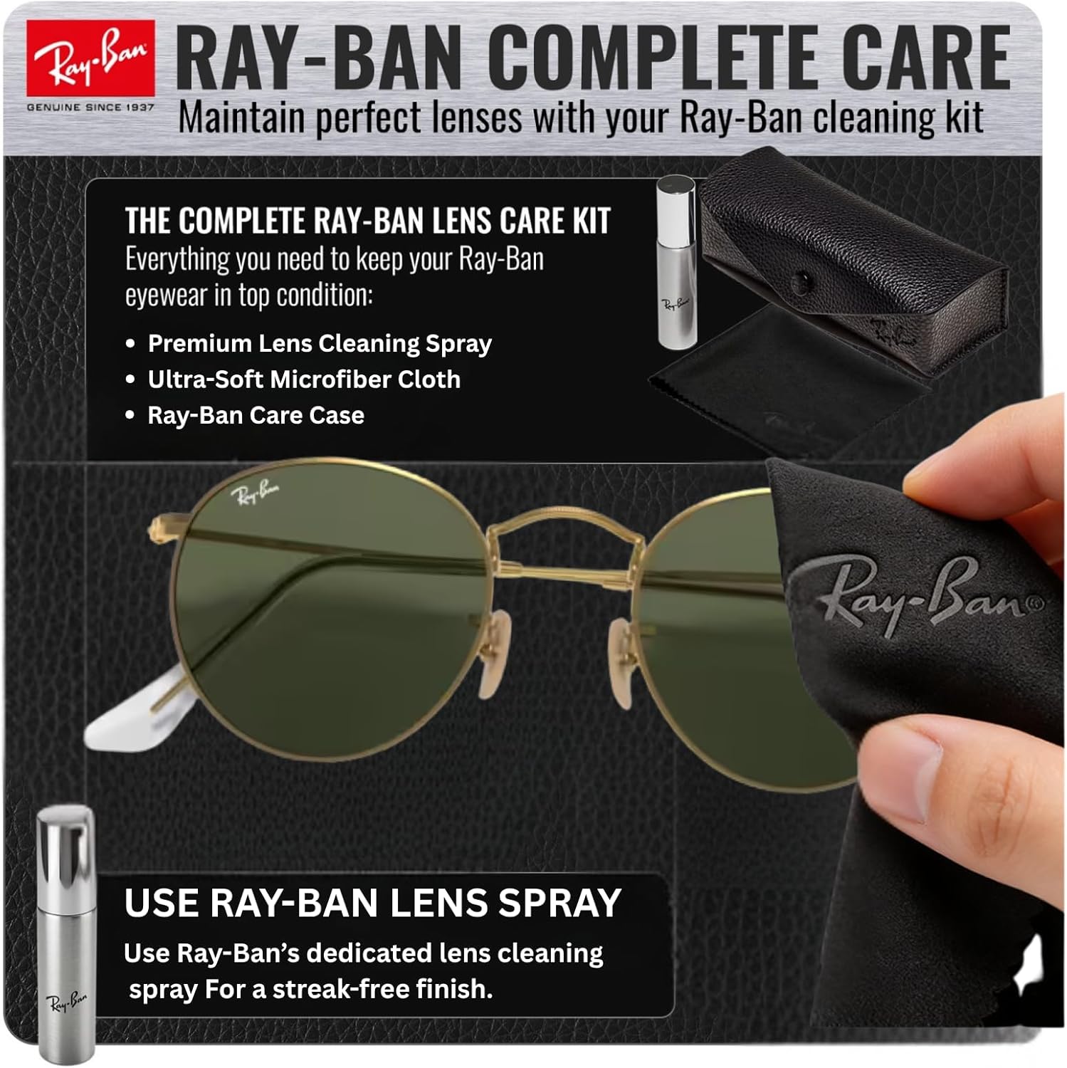 Ray-Ban RB3447N ROUND FLAT LENSES Round Shaped Sunglasses for Men & Women with Official RAYBAN Eyewear Kit
