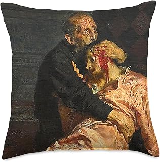 Ivan the Terrible and his Son Ivan Painting by Ilya Repin Throw Pillow