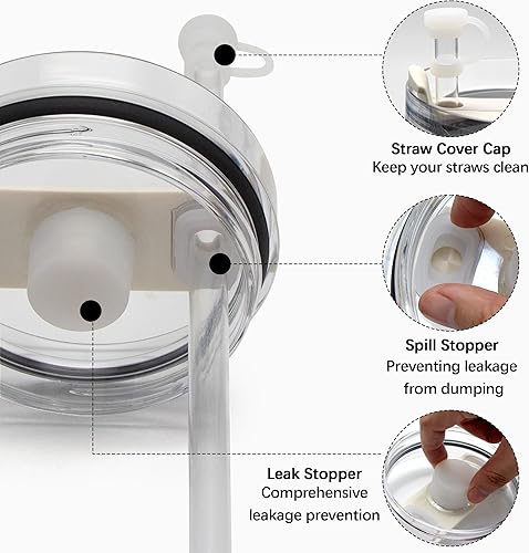 Miniatura 7 de Bolsa de transporte para botellas de agua Stanley de 40 onzas, accesorios para vasos, botella de agua de neopreno con correa y paquete de 2 tapones