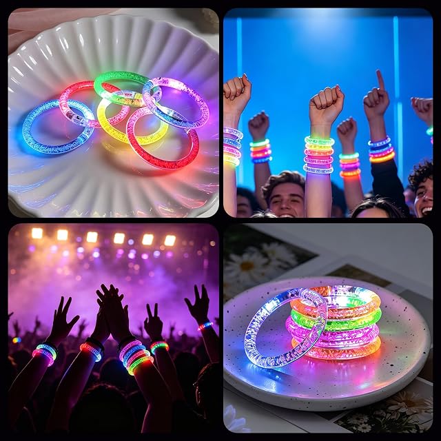 Foto 7 de 8 de iwobi - Pulsera de 12 piezas, pulsera intermitente, LED reutilizables, coloridas de acrílico, para Halloween…
